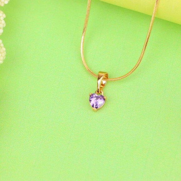 "Elegant Heart-Shaped Purple Pendant in Gold, XPPT1304 - Picture 12 of 12
